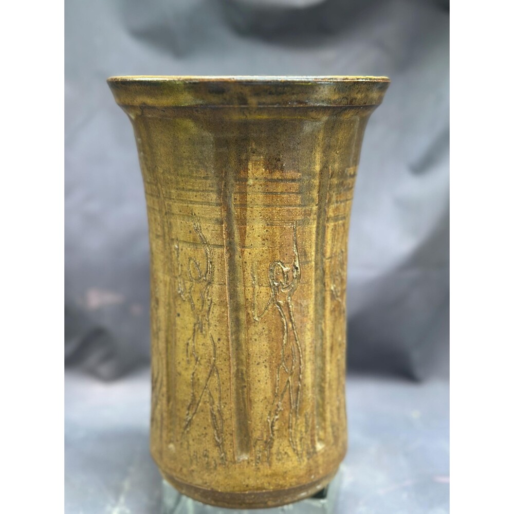 Art Pottery Vase: Signed Petit, Risqué Stoneware Design